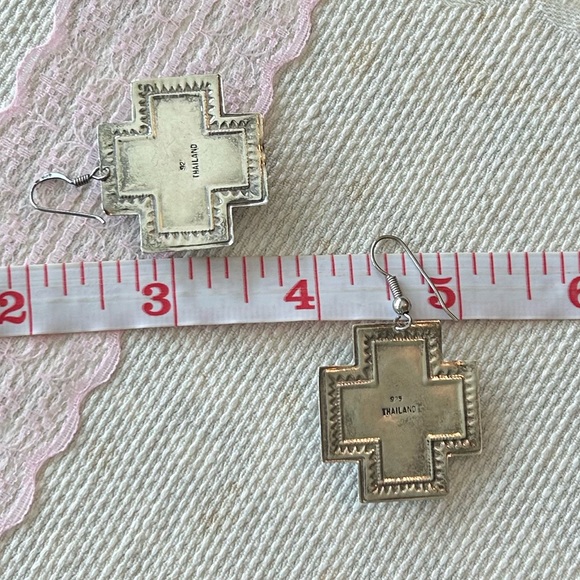 Sterling Silver Navajo Cross Vintage Earrings - Picture 2 of 5